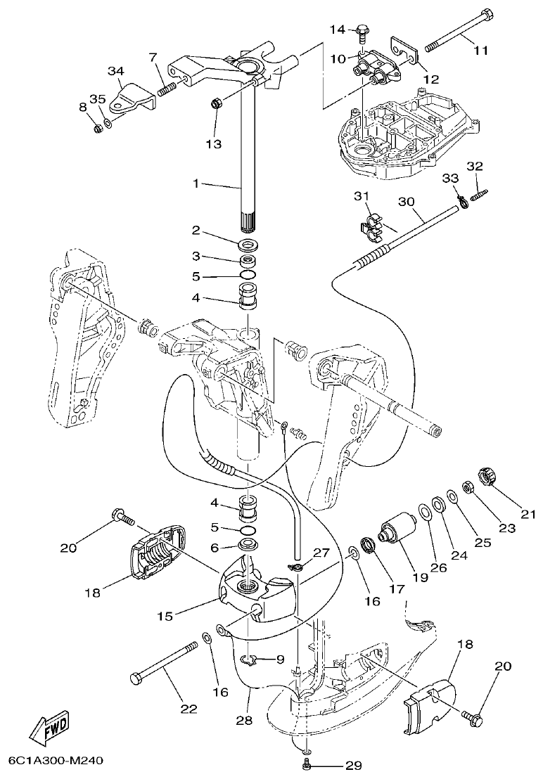 Yamaha F40H, F50H, F60F BRACKET 3 parts diagram